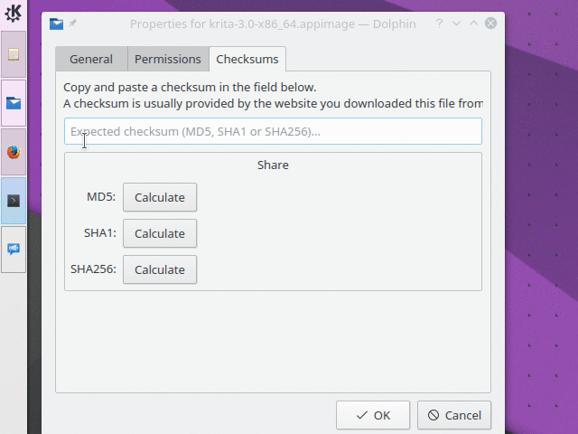 Example of checksums match